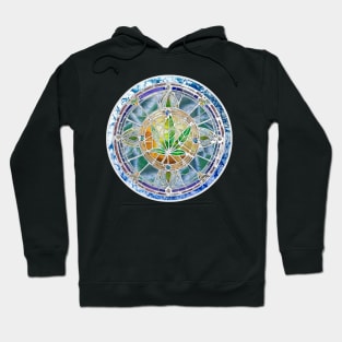 Camo cannabis stained glass rose window 420 dispensary weed Hoodie